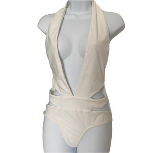 ASOS Swim Deep V Swimsuit with Cutout Detail